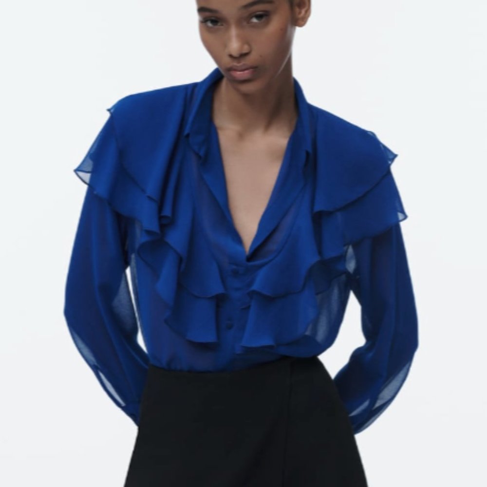 Zara- Ruffled Semi- Sheer Top